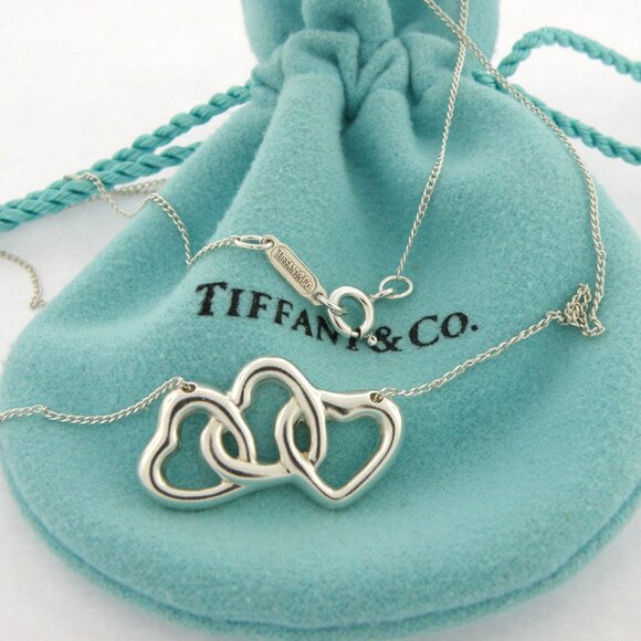 Vintage Tiffany & Co. Sterling Silver 3-Strand Heart Toggle  Tiffany & Co. Sterling Silver Triple Heart Pendant 17\